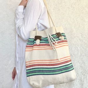 Crochet stripe tote bag